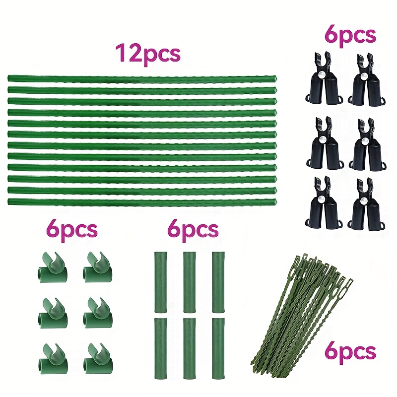 TEMU Ensemble de tuteurs pour plantes de jardin, 24X47 pouces - Stabilisateurs durables et faciles à insérer - Complet avec tuteurs, clips en A,