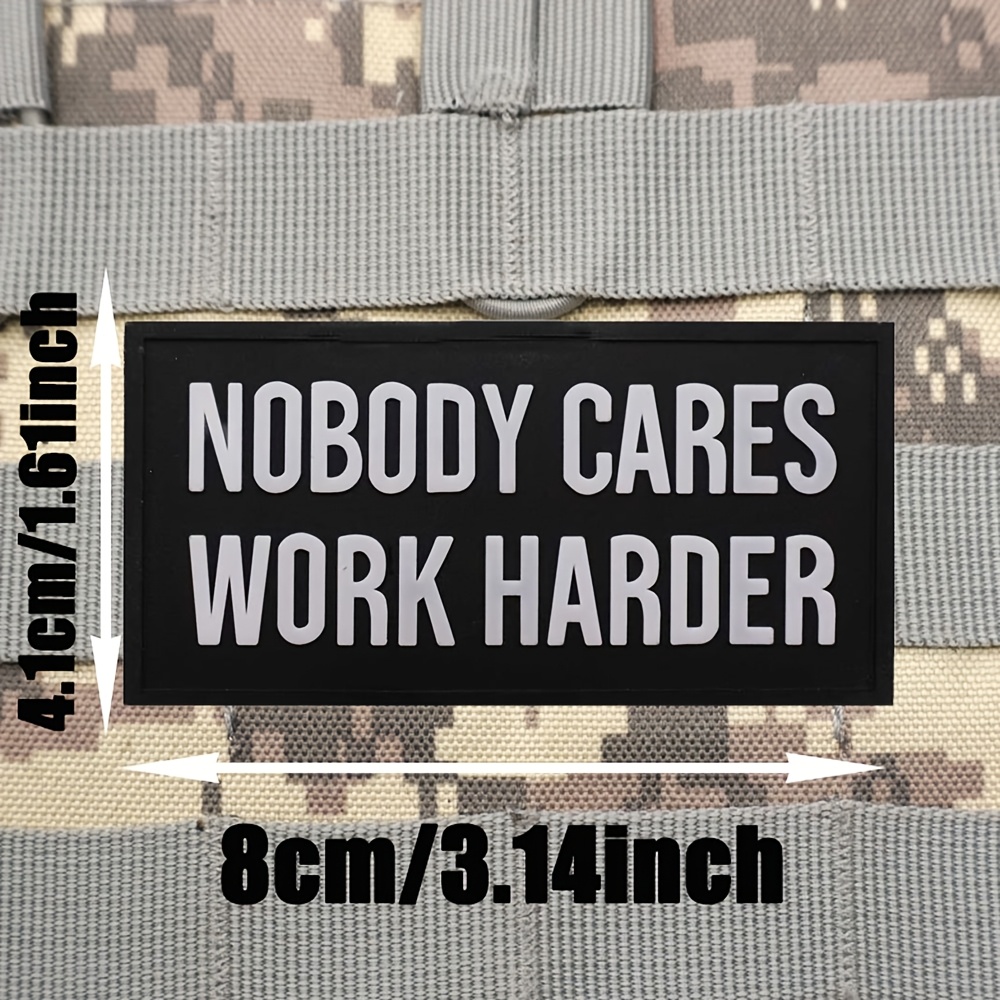 1pc "nobody Cares, " Motivational Pvc Patch With Hook Backing - Camo-compatible For Tactical Vests & Backpacks, Durable Morale Badge