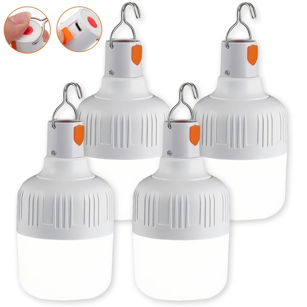 Image of 4pcs Vity Portable Led Camping Lights Usb-rechargeable Hanging Tent Lights With Suitable For Outdoor Emergency, Usb- Ceiling/ Hanging Lantern For Hiking, Home Backup, & Tent (no Labeling)