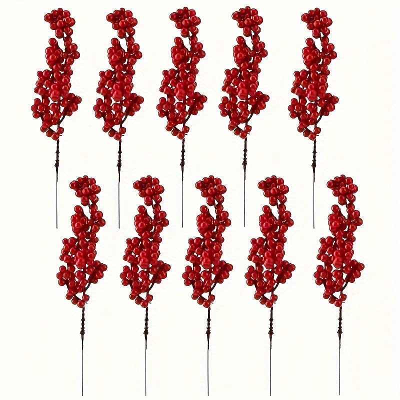 

Holiday , Pack Of 10, Artificial Red Berry Stems For Seasonal Decor, Foam Berries, Home & Party Decoration, No Feathers, Vase-free Use