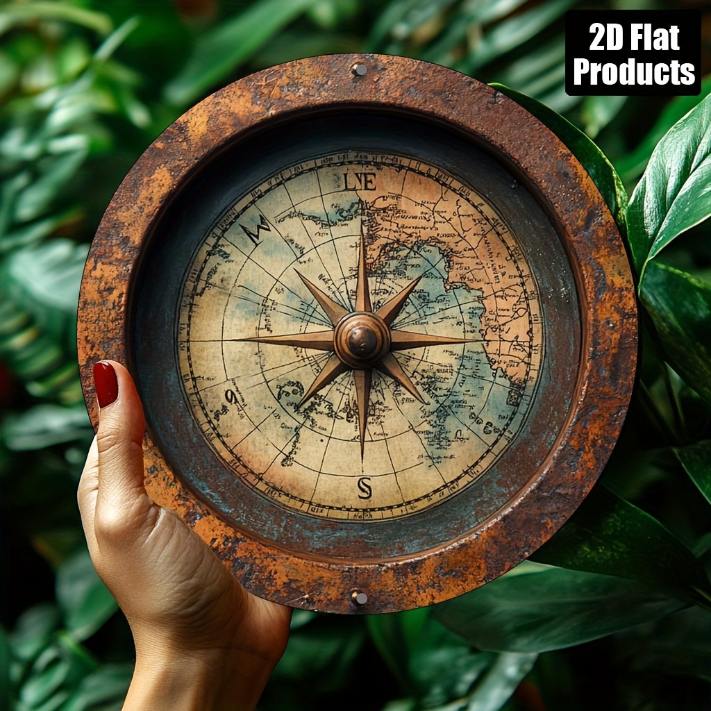 2d Flat Print, 1pc, Round Metal Aluminum Decoratet Signage, World Map Themed, For Bar Kitchen Coffee Living Room Office Decor, Party Decor, Valentine's Day Gift, Holiday Gifts, 8x8 Inch