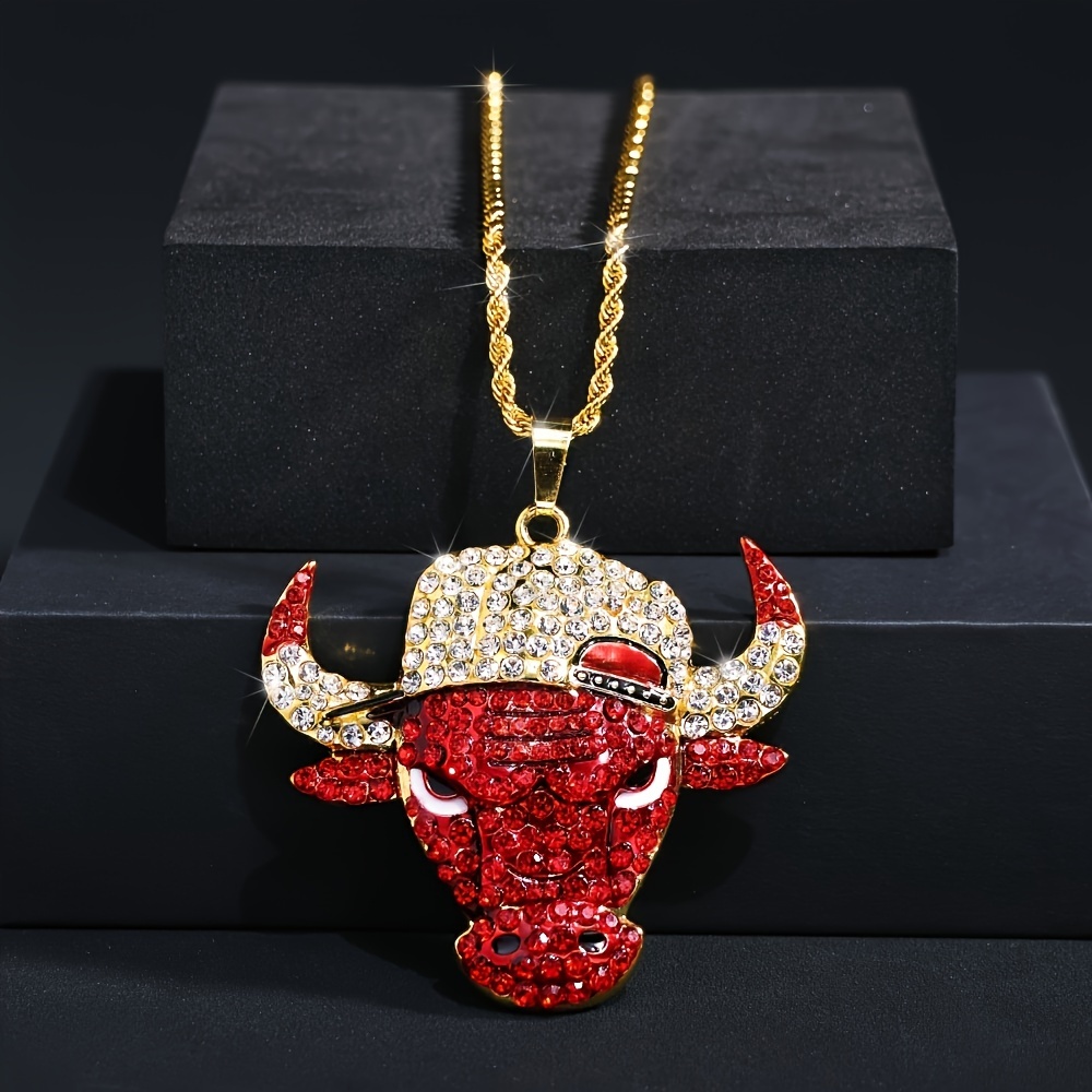 

Funky -encrusted Pendant Necklace - Hip-hop Style, Alloy