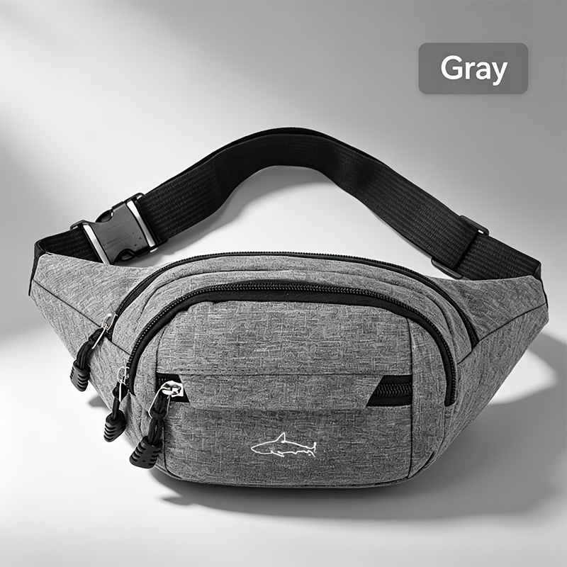 TEMU 1pc Minimal Fish Outline Crossbody Belt Bag With 3-zipper Pockets Gifts For Enjoy Sports Festival Workout Traveling Running -free Wallets Waist