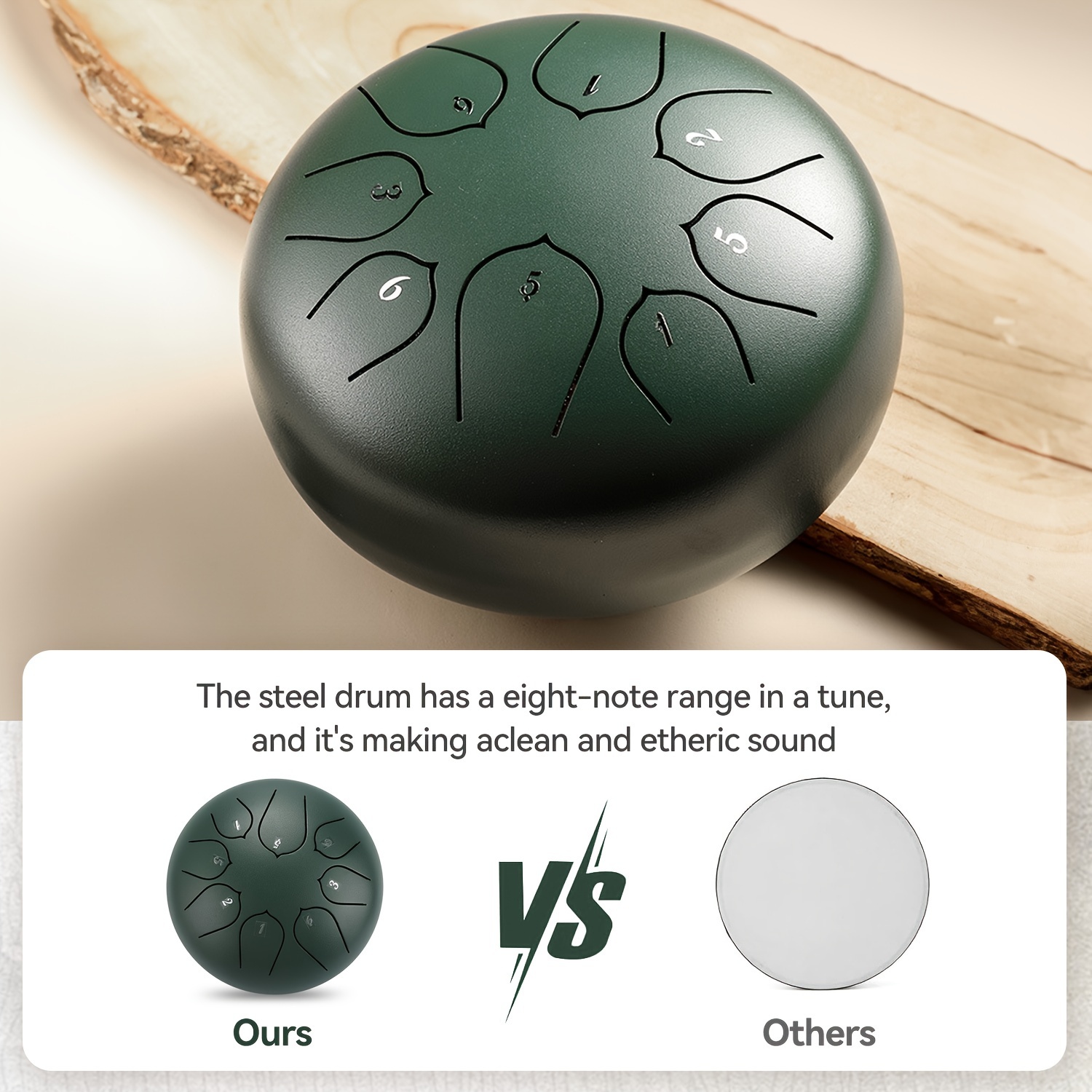 6 Inch 8 Note Steel Tongue Drum / Rain Drum - Hand Drum For Meditation, Yoga, Camping, Gift