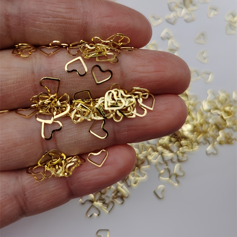 Image of 100pcs Nail Studs - Heart Nail Art Charms Suitable For Women &, Nail Decorations For , Pedicures, Diy Nail Art Supplies, -tone Hearts For Fingernails & Toenails