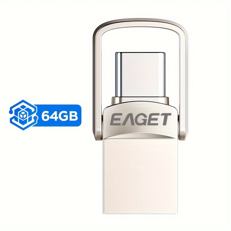 TEMU Eaget Dual- Usb 3.2 - Zinc Alloy, -sized Memory For Smartphones & Tablets, Available In 128gb, 64gb, 32gb