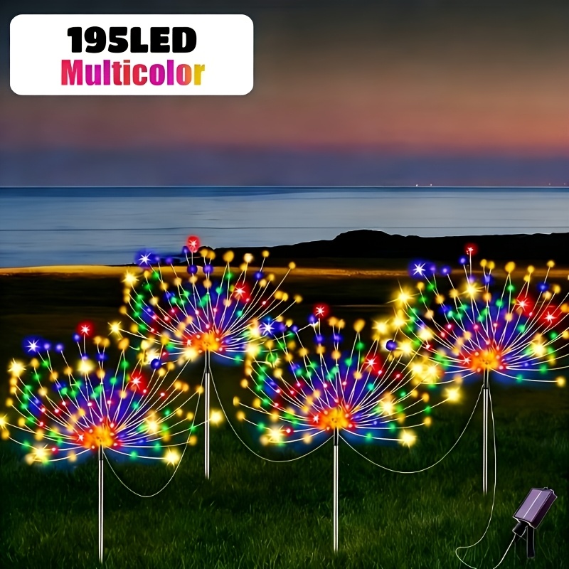 TEMU 8pack Solar Garden Lights, Outdoor Solar Fireworks Lights With 8 Flashing , Lights For Garden Patio Wedding Sidewalk Decoration, Solar Outdoor