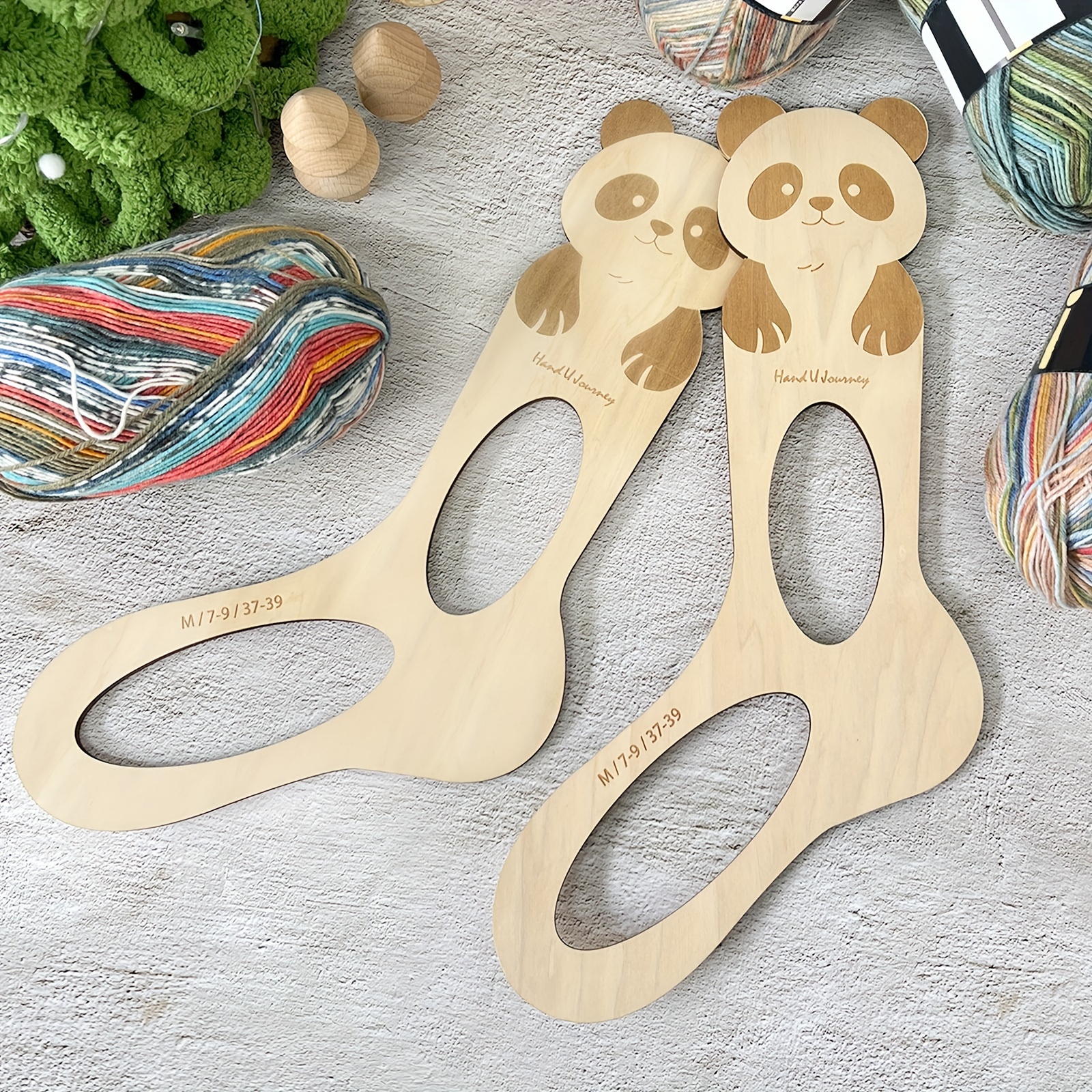 Adorable Panda Design Wooden Sock Blocks/socking Stretchers - Set Of 2 | Size 37-39 For Knitting & Crochet