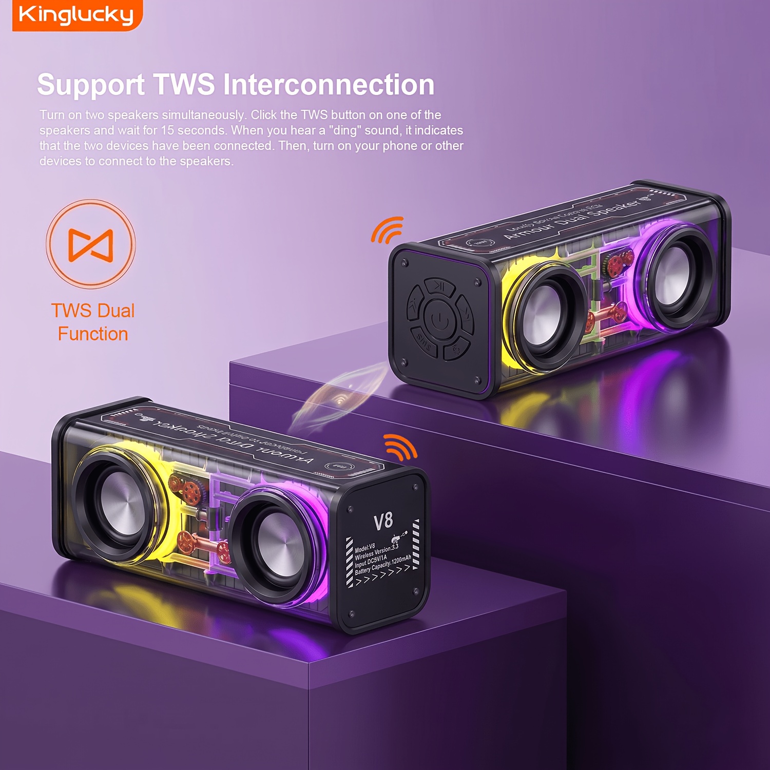 Kinglucky Portable Wireless Speaker, Wireless Heavy Bass Speaker... product image 8