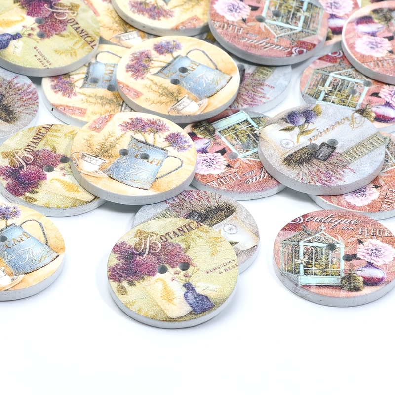 TEMU 20pcs 25mm Wood Buttons Suitable For Crafts - Round Wooden Blanks With Grain & Suitable For Making, Charm Bracelets, Necklaces, Vintage