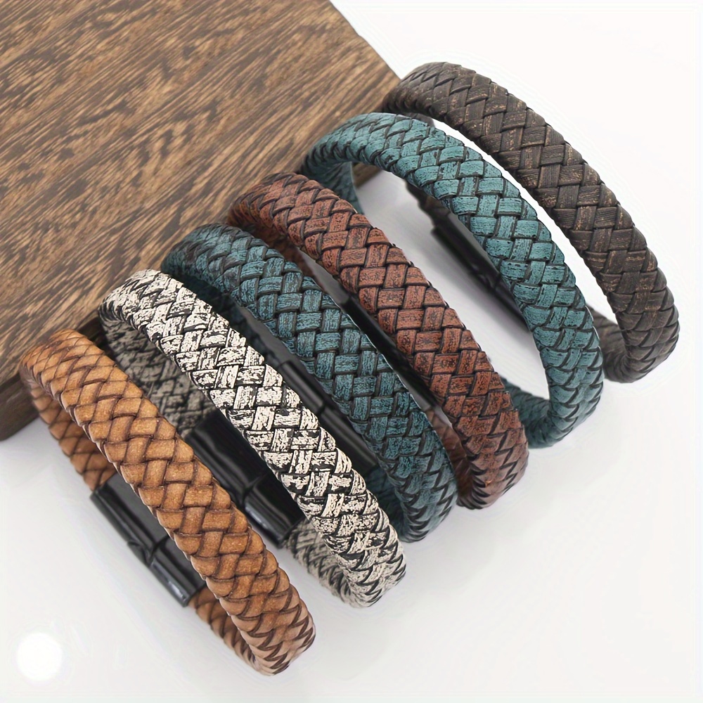 

1pcs European And Minimalist Leather Bracelet With Magnetic Bracelet Suitable For Men's