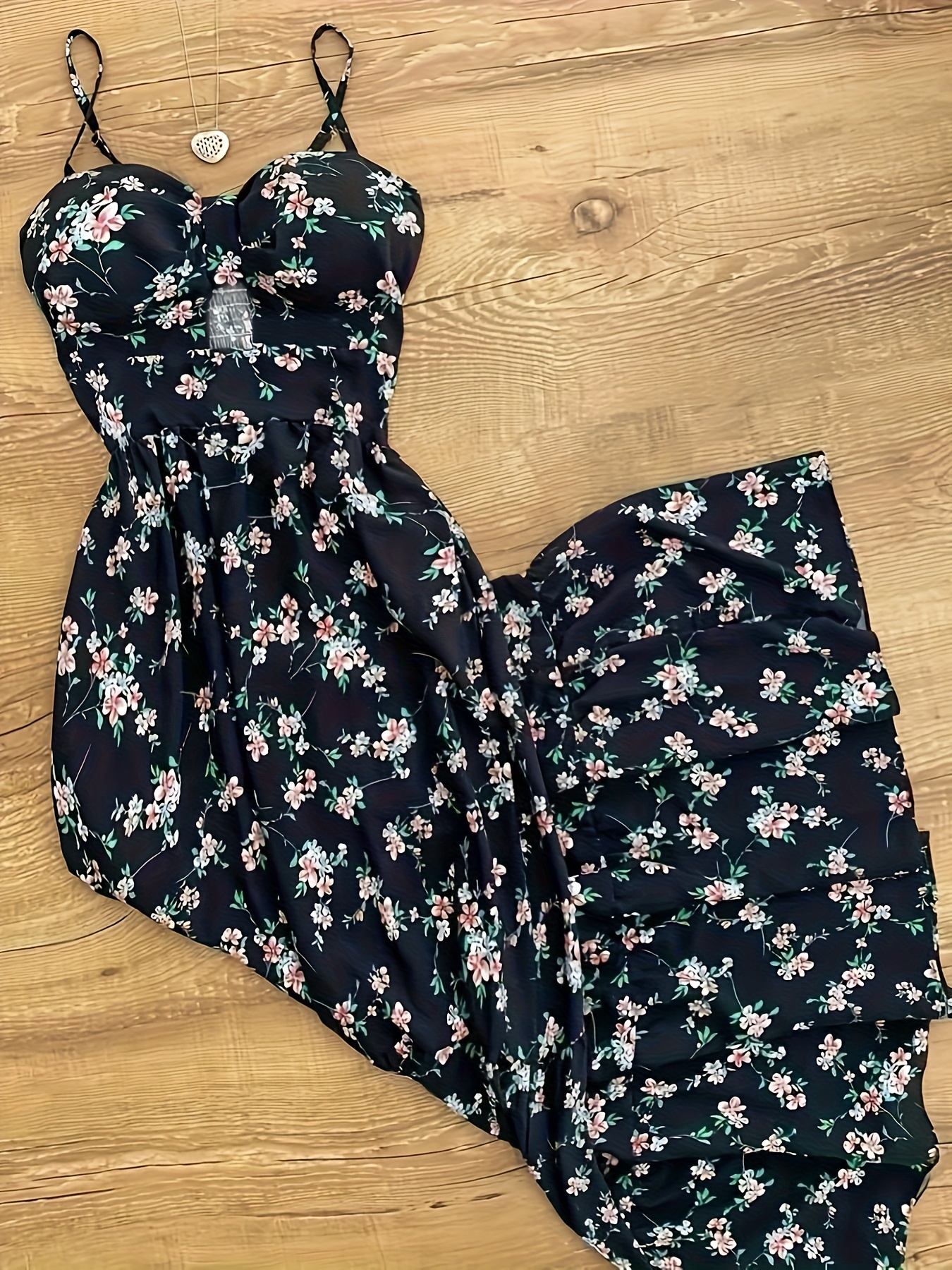 womens floral print beach dress with thin straps an elegant vacation outfit