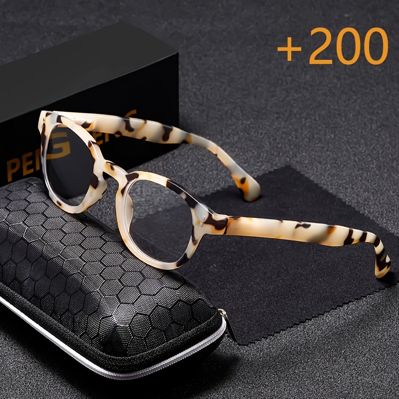 1 Pair PENGTENG Minimalist Square Round Reading Glasses, Fashionable Full Rim AC Lens, Anti-Blue Light, Lightweight PC Frame, Metal Hinge, Spring Hinges, Unisex Comfort Fit, Includes Case - Ideal Gift for Seniors
