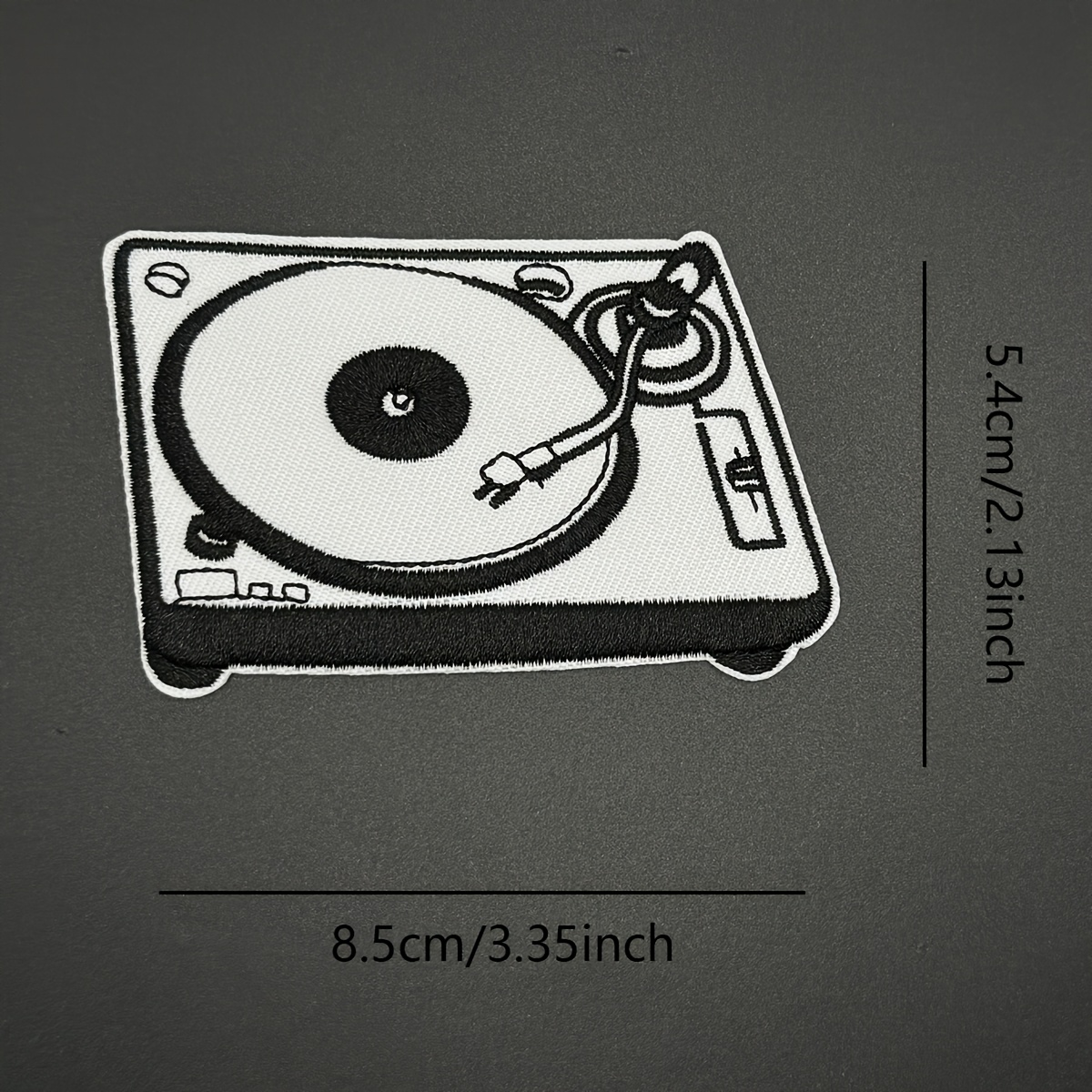 Image of Set Of 2 Embroidered Patches Featuring A Record Player, Suitable For Sewing Or Ironing Jeans, Jackets, Vests, Hats, And Backpacks For Decorative Purposes