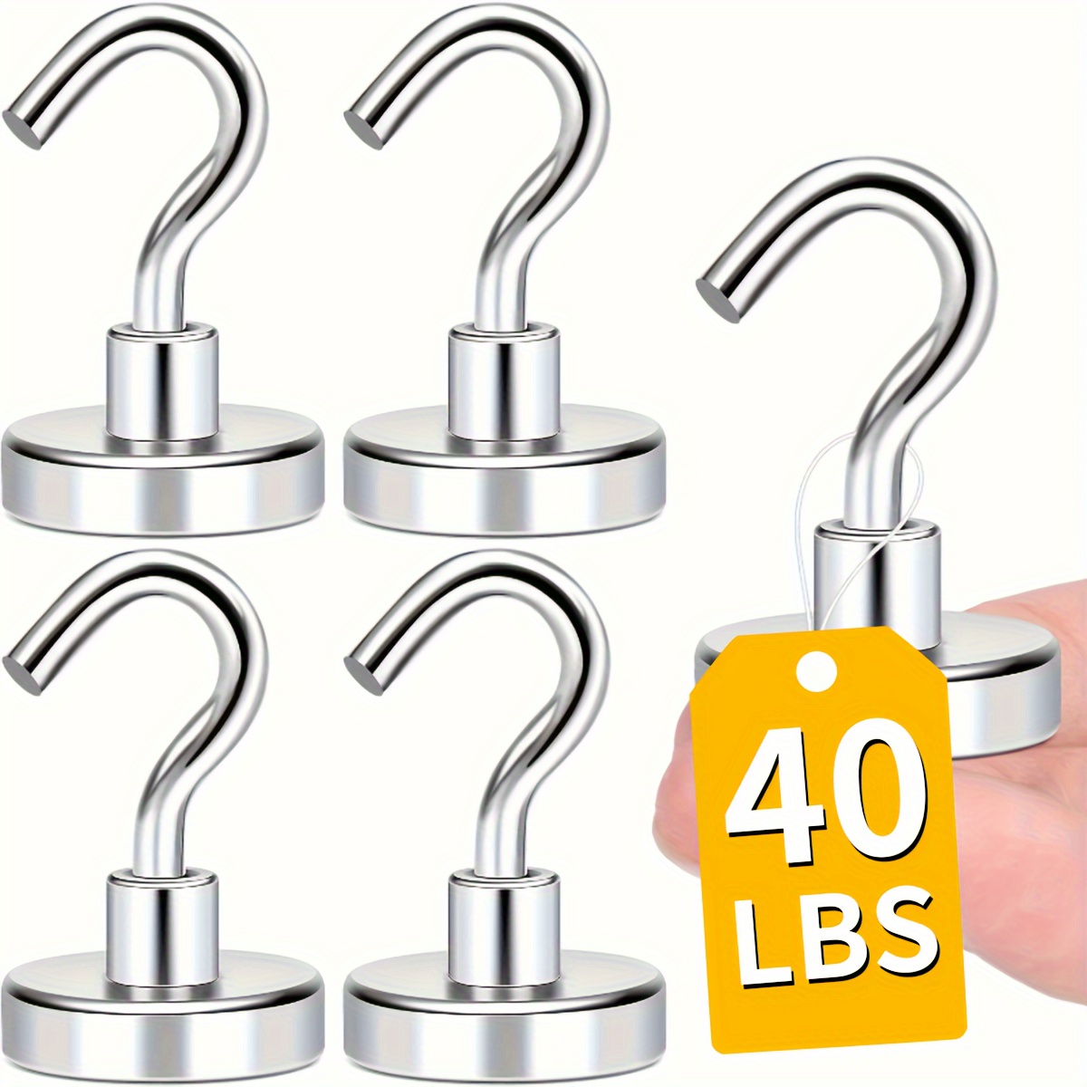 

Xiongchuci 12pcs Heavy Duty Magnetic Hooks - Strong Neodymium Iron Boron, Easy Install For Kitchen & Refrigerator, No-residue Metal Wall Mounts, Paint Finish