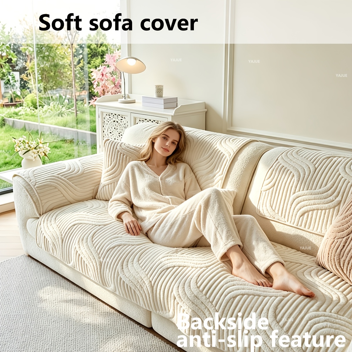 TEMU 1pc Soft And Comfortable [] Plush Sofa Cover, Autumn/winter New Sofa Cover, Perfect Living Room Decor, Soft Plush Fabric Sofa Cover, Plush