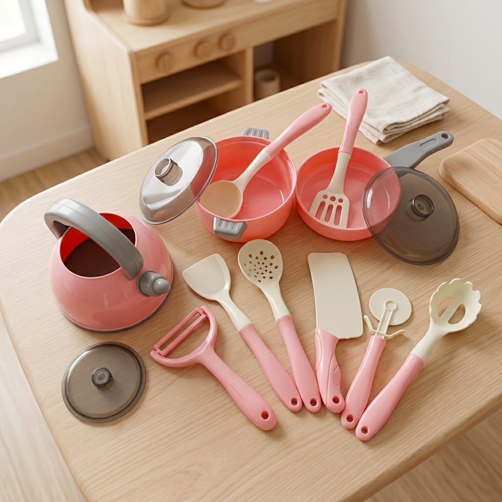 TEMU Light Pink New Pretend Play Toy, Kitchen Toy, Pretend Play Kitchen Set, Toys And Games, Very Suitable For Holiday Gifts, Is Christmas Halloween