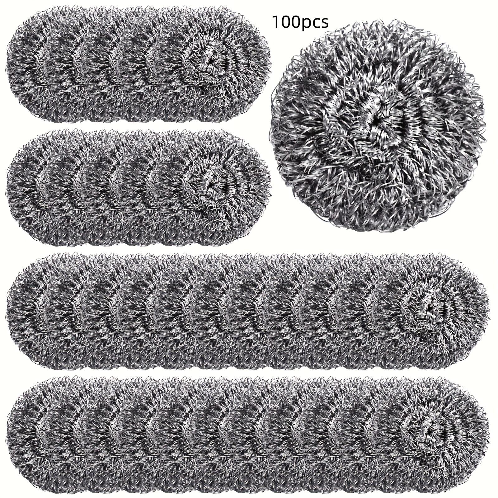 TEMU 100pcs Stainless Steel Sponges Scrubbing Scouring Pad, Stainless Steel Scrubber Kitchen Scrubbers For Dishes Household Scouring Pads For Kitchen Removing Rust Dirty Cookware Cleaner