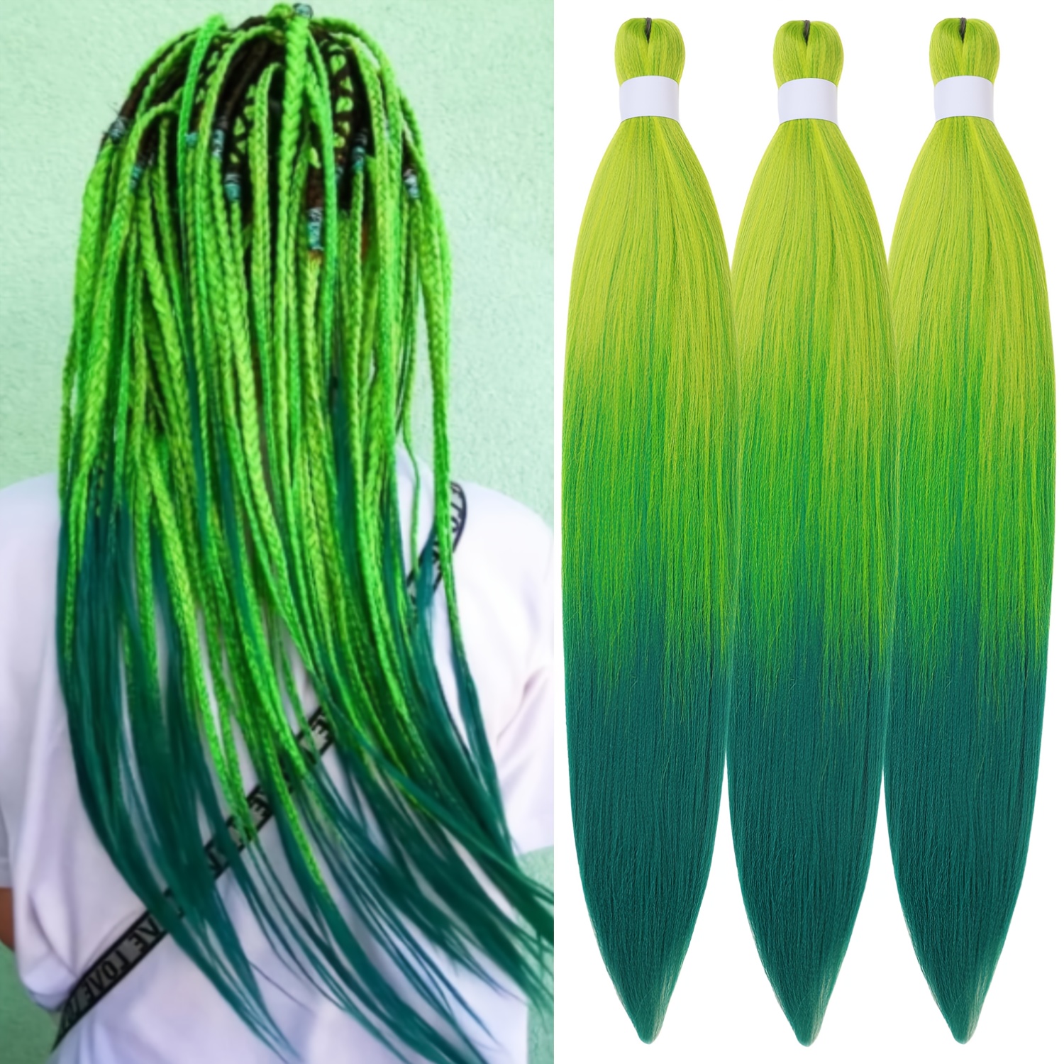 3pcs pre stretched   straight low temperature fiber synthetic hair colored braiding hair extensions 26 inch basics style for women details 4