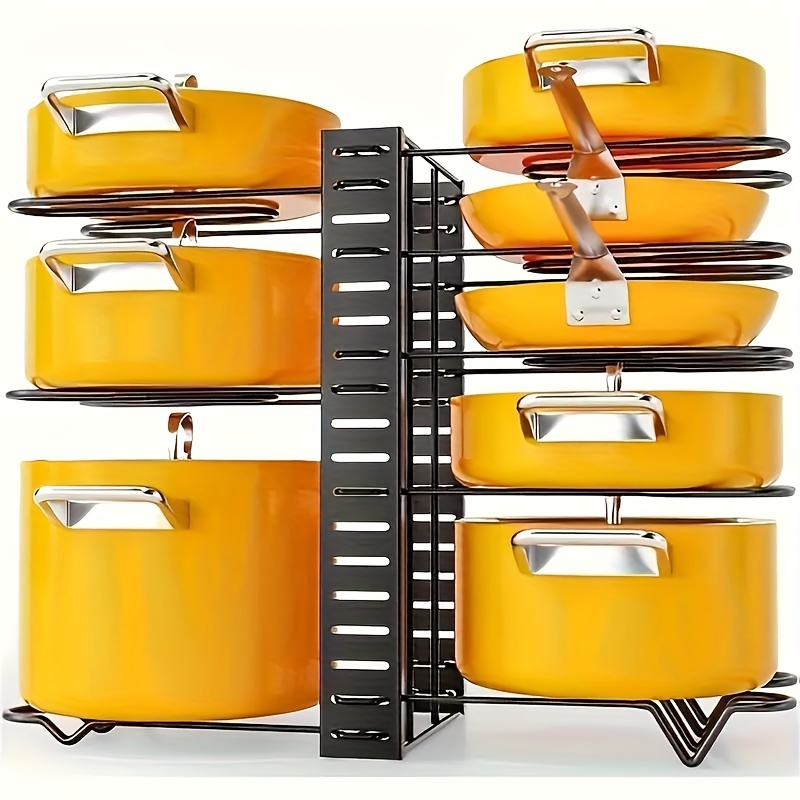 

Kitchen Organizer - Adjustable Rack With Lid Holders, Multi-tier Iron Storage Shelf For Home And Restaurant Use, Pot Rack Organizers, Dish Racks, Multifunctional Shelves