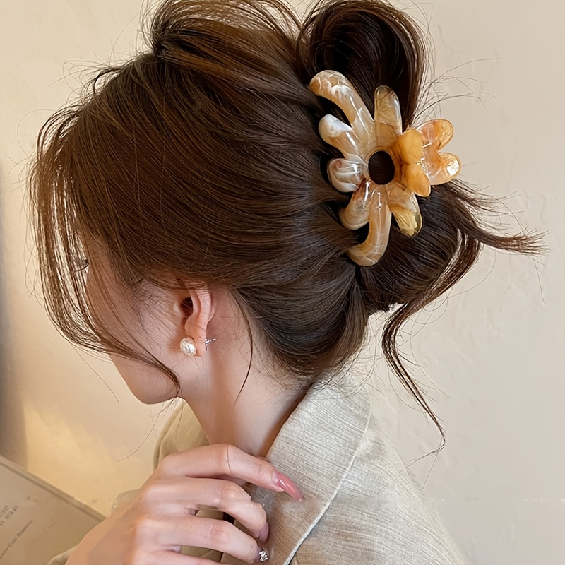 TEMU 1pc Claw Clip With Ombre Color, Lazy Style Bun Hair Clip For The Back Of , Suitable For Everyday Commute Updos