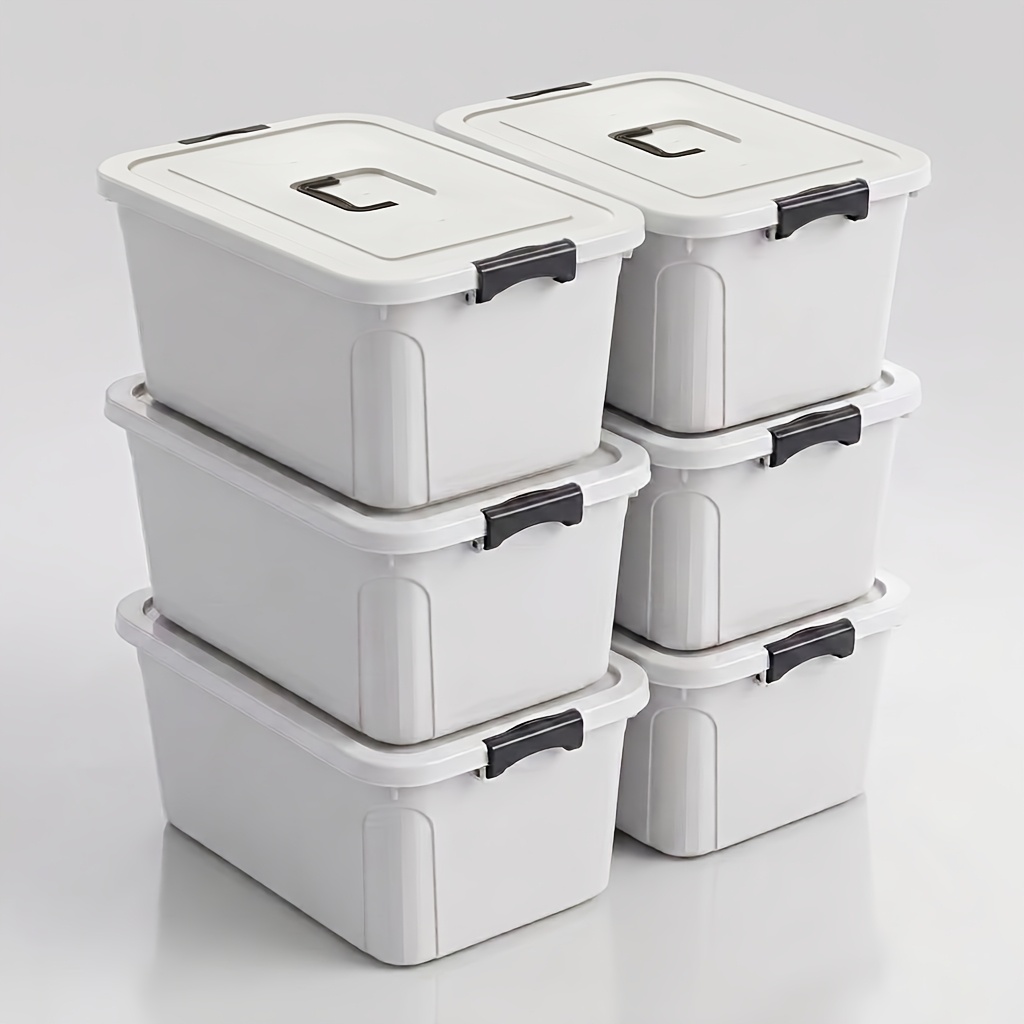 6 Packs Plastic Storage Bins with Lids for Organising