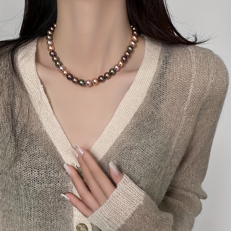 10mm Mixed Beaded Necklace Versatile Accessory for Parties Daily Wear