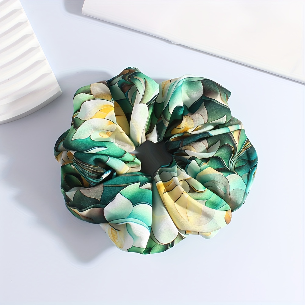 TEMU 1pc Elegant Printed Hair Scrunchies, Sweet Fashionable Large Hair Ties, Accessories For Women