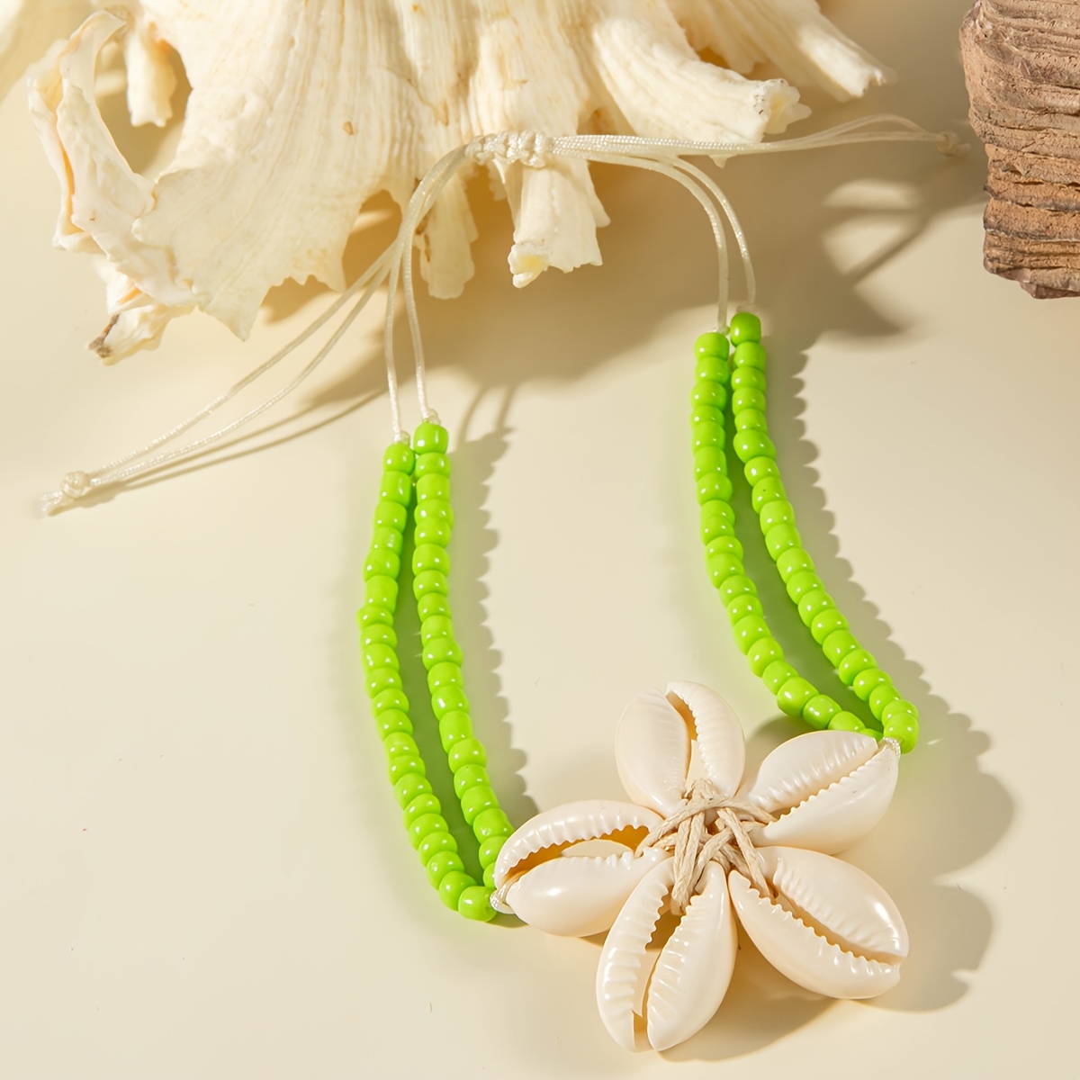 Bohemian Ocean Style Resin Scallop Woven Flower Anklet