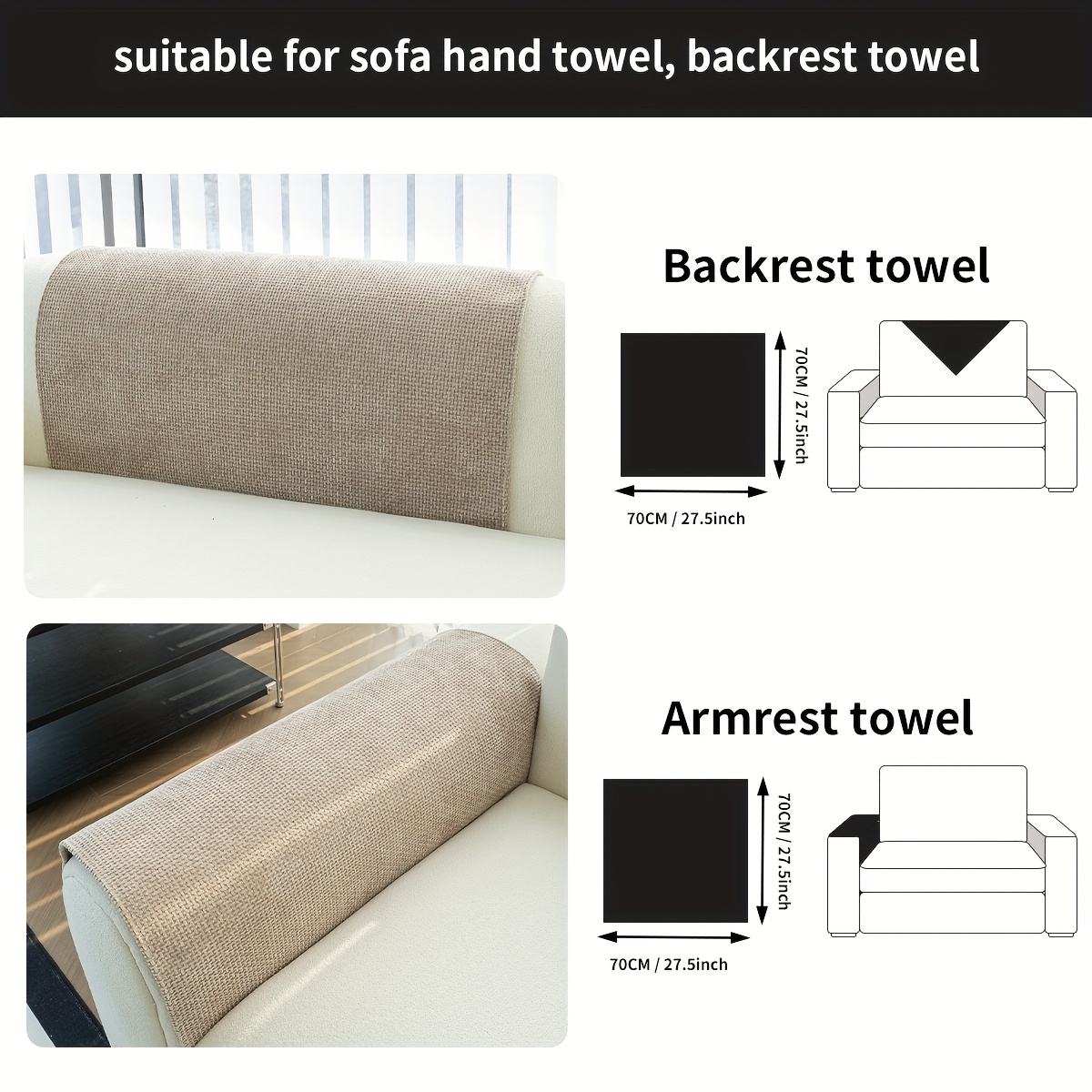 TEMU 1pc Non-slip Washable Sofa Cushion Cover With Backrest Scarf, Home Pet , Furniture Protection Pad, Bedroom, Office, Living Room Home Decor,
