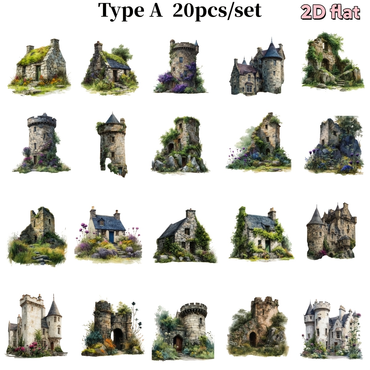 TEMU 20 piezas/juego de pegatinas decorativas de calidad hechas a con diseño de de de piedra europeo, , para decoración DIY de cuadernos, álbumes,
