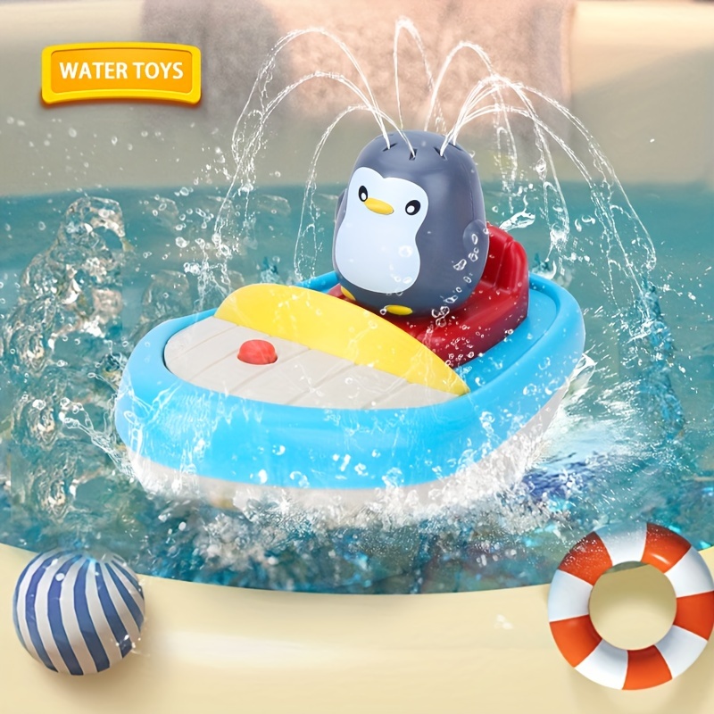 

Adorable Penguin Boat Bath Toy For Babies - Water Spray, Fun Playtime Accessory, Perfect Gift For Halloween & Christmas (accessories Color Varies)