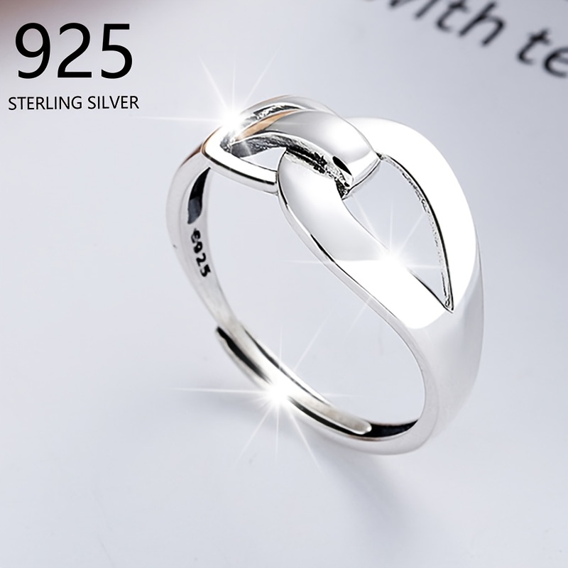 

S925 Silver Ring Minimalist Hip Hop Style Geometric Shape Adjustable Cuff Ring Jewelry For Girlfriend Gift