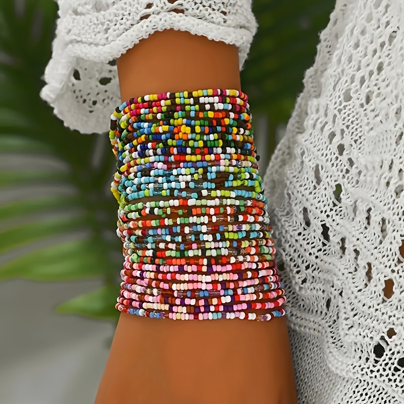 10pc Random Colors Bohemian Seed Bead Bracelets