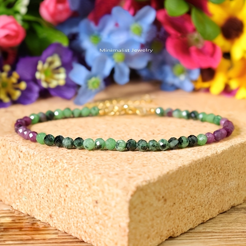 E-shop Armband aus natürlichen Epidot-Perlen, minimalistisches Design mit 3MM winzigen Perlen. Dieses verstellbare und zierliche Armband ist ein