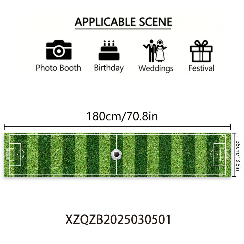 E-shop 1 Stück Tischdecke im Fußball-Design, Hochzeitsdekoration, Sommerdekoration, Deko für Draußen, Deko, Maße 180 cm x 35 cm, Ideal für Sportpartys,