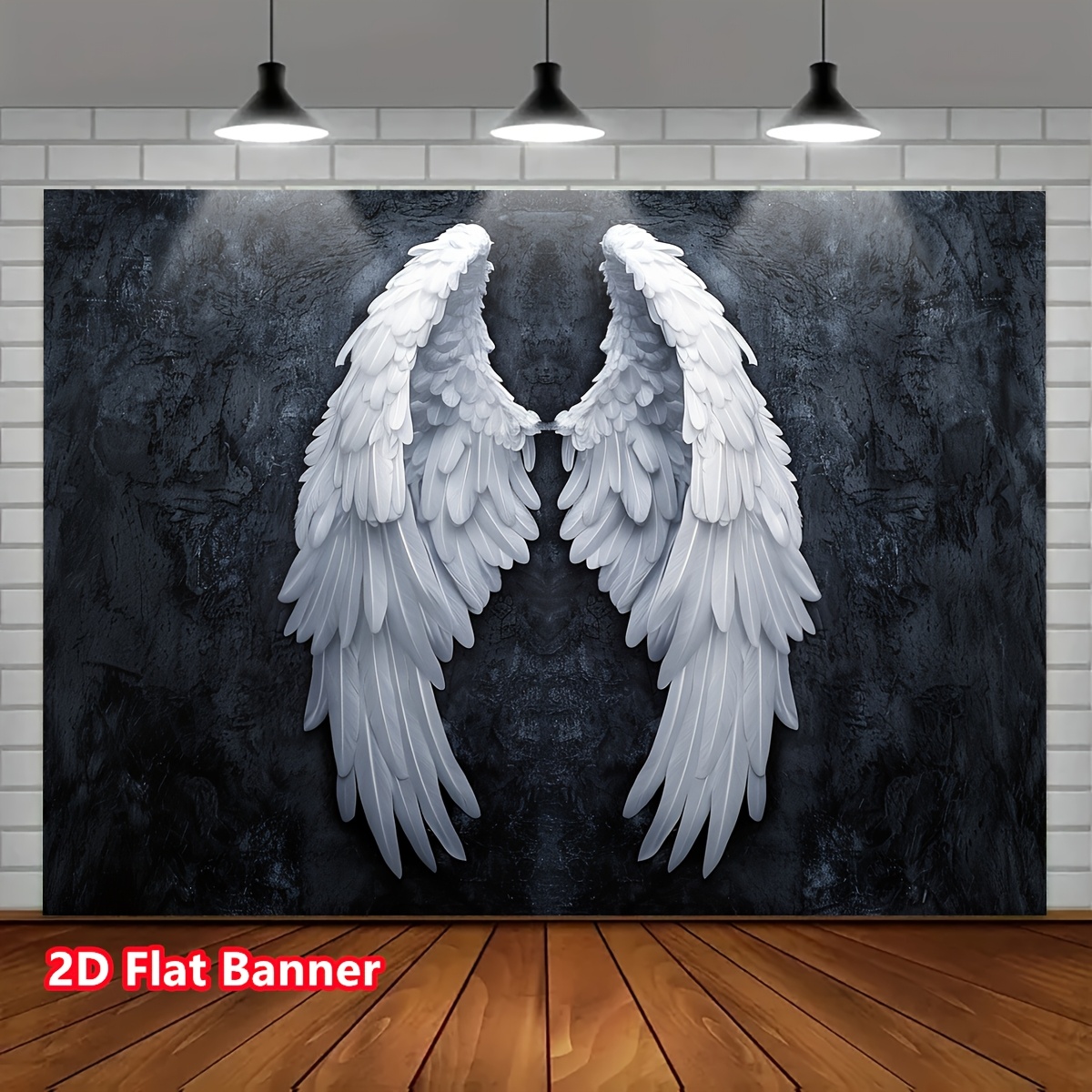 2d flat 1pc angel wings wall art elegant black white polyester backdrop for living room bedroom dorm and home decor   photo booths parties and studio props party decoration   theme durable wall decor angel decor