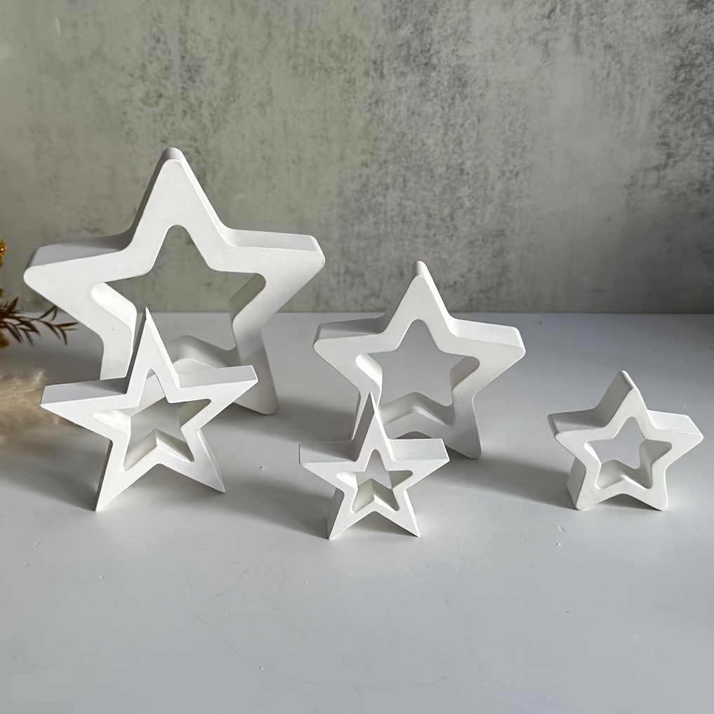 

1pc Hollow Star Silicone Mold, Pentagram Concrete Mold, Casting Mold, Diy Clay Mold, Household Resin Mold, Plaster Craft Mold