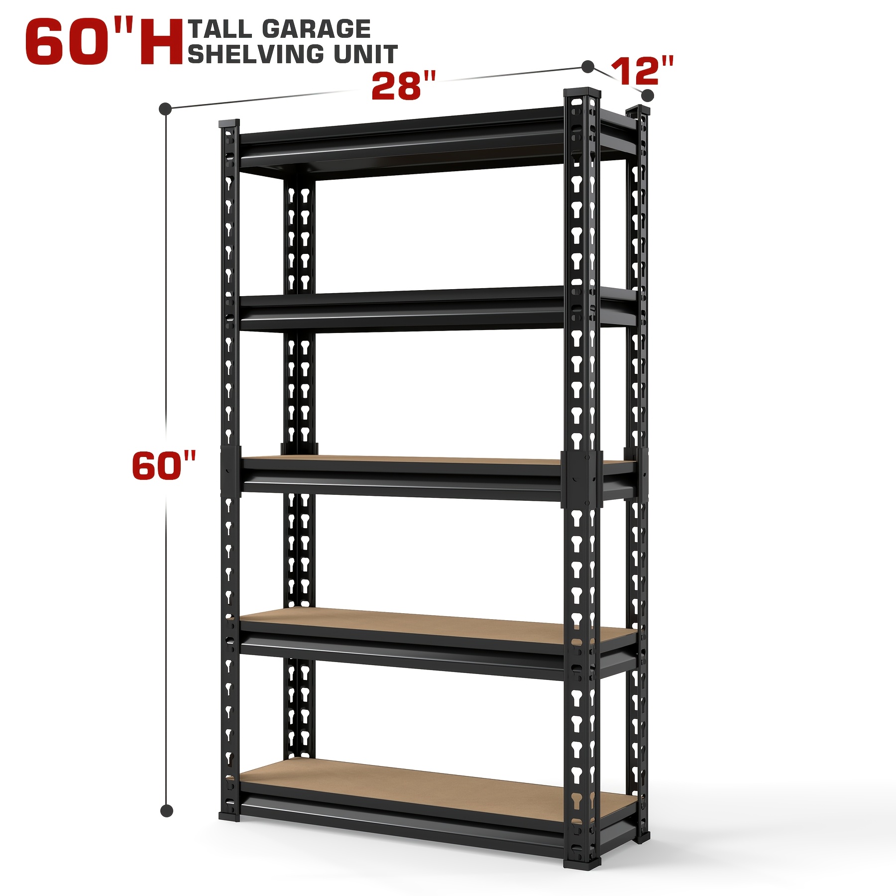 TEMU 60" H/72 "h Practical Storage Rack, Heavy-duty 5 Layer Metal Rack Unit, Adjustable Kitchen, Warehouse, Basement, Garage, Office Practical Rack,