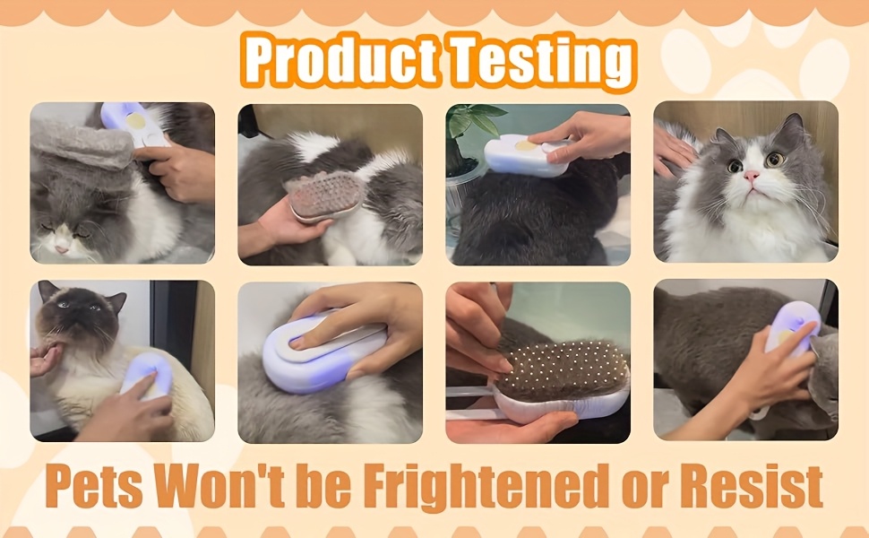 2件套猫用蒸汽刷，可充电式猫狗蒸汽刷，防静电猫用喷雾刷，按摩、清洁、脱毛、梳理，一站式服务！[白色和咖啡色] 商品详情 2