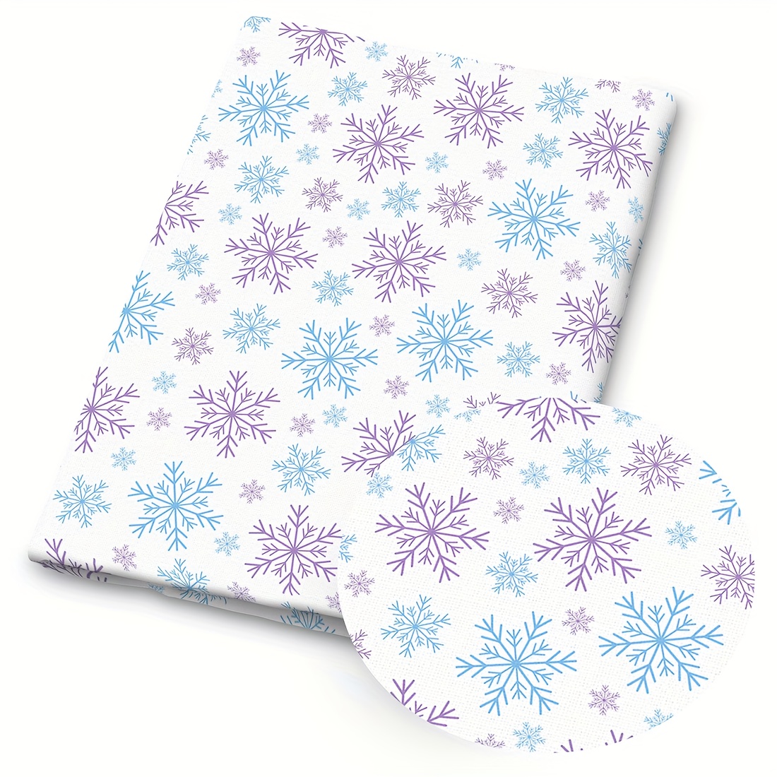 TEMU 1 pièce de tissu à imprimé de neige de Noël — taille 59x19,68 pouces (150x50cm), avec un motif de de neige d'hiver bleu-violet. tissu est idéal