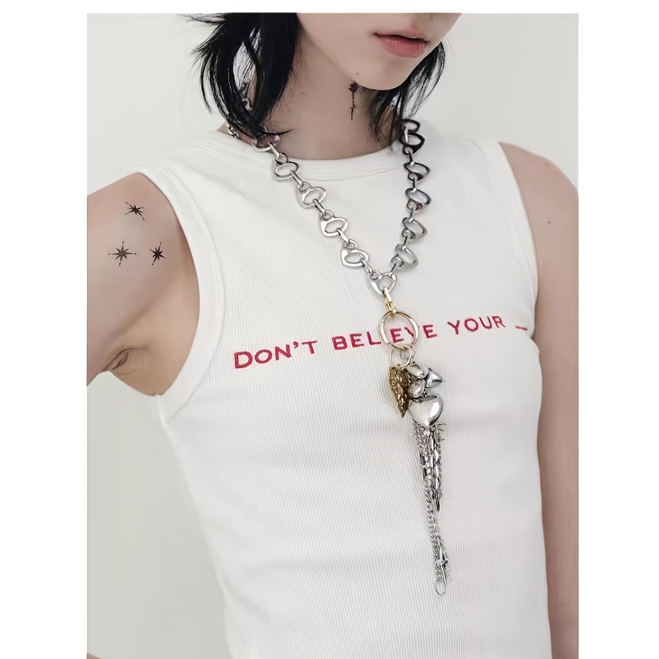Personalized Heart Tassel Clavicle Necklace, Multi-Functional