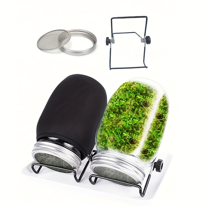 

2pcs/set Seed Sprouting Jar Kit, Stainless Steel Sprouting Lids Bracket, Growing Broccoli, Alfalfa, Mung Bean And Sprouts At Home With This Stainless Steel Mesh Lid Sprouting Kit