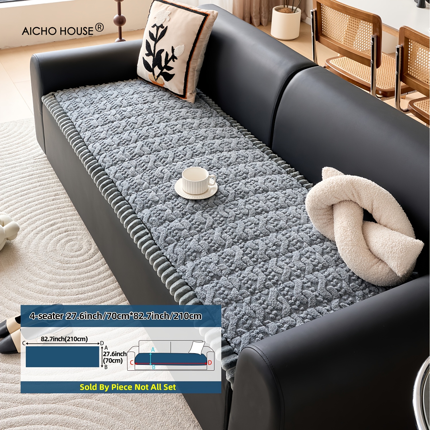 TEMU 1pc Exquisitely Jacquard-woven Sofa Cushion | Soft Shu , Delicate Edges, Suitable For All Sofa Types, Instantly Brightens Space, Protects Sofa,