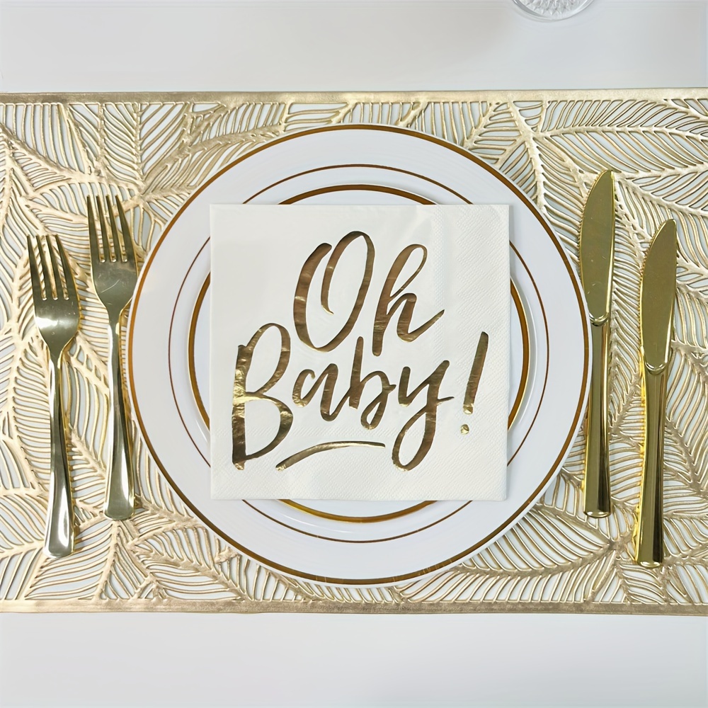 

16pcs Elegant "oh !" Party Napkins, 3-ply White, 13x13 Inch - Ideal For Showers & Birthday Celebrations, Decorative Dessert Paper Napkins For Home & Restaurant Use, Birthday Party Decorations