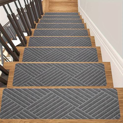 8 x 30 15 pack non slip stair treads for wooden steps anti slip indoor stair runners rugs pad for elders and pets pre staircase carpets reusable