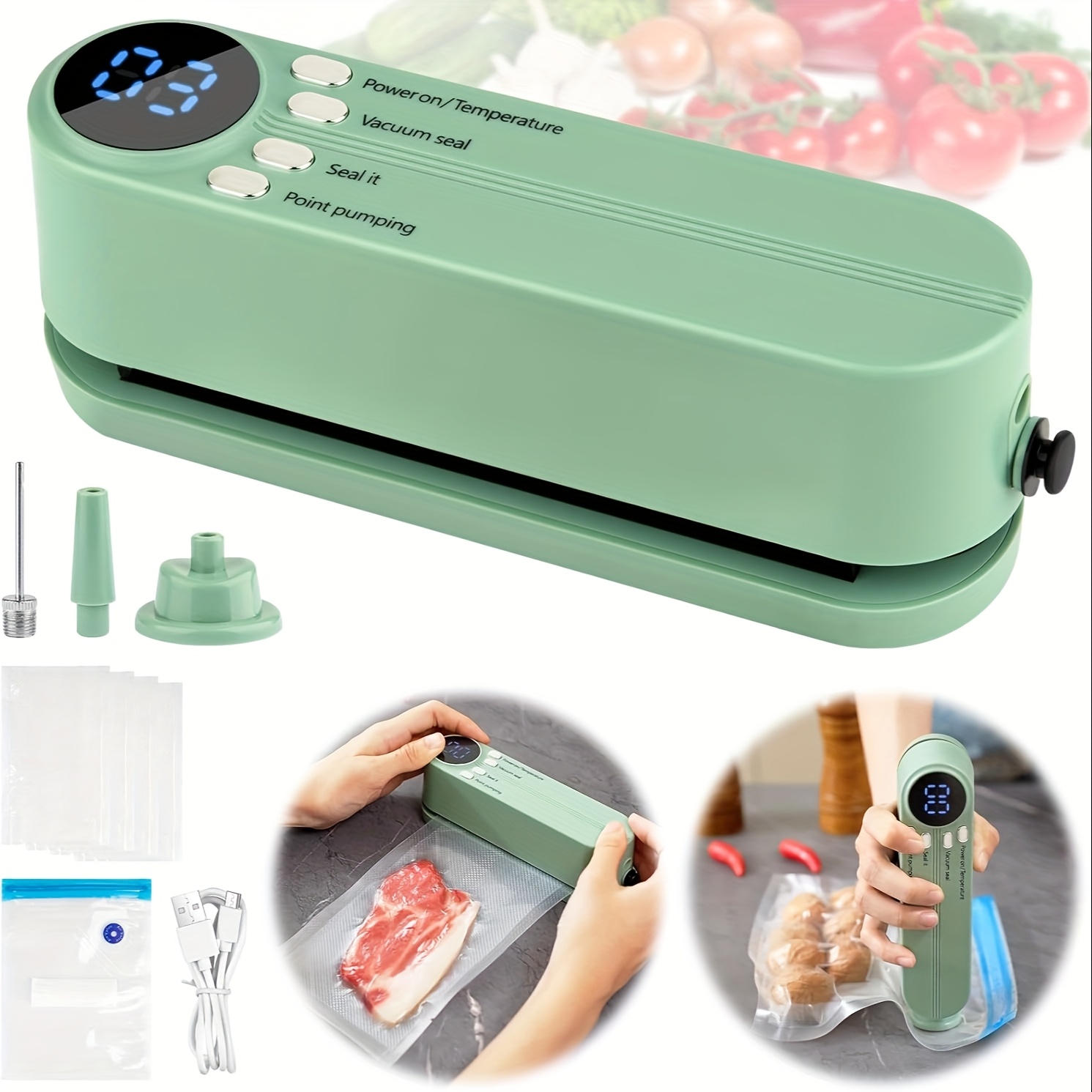 Mini Scelleuse Sous Vide Rechargeable USB - 3 Modes, Scellage Température Contrôlée, Parfaite Pour Aliments Et Collations - 9