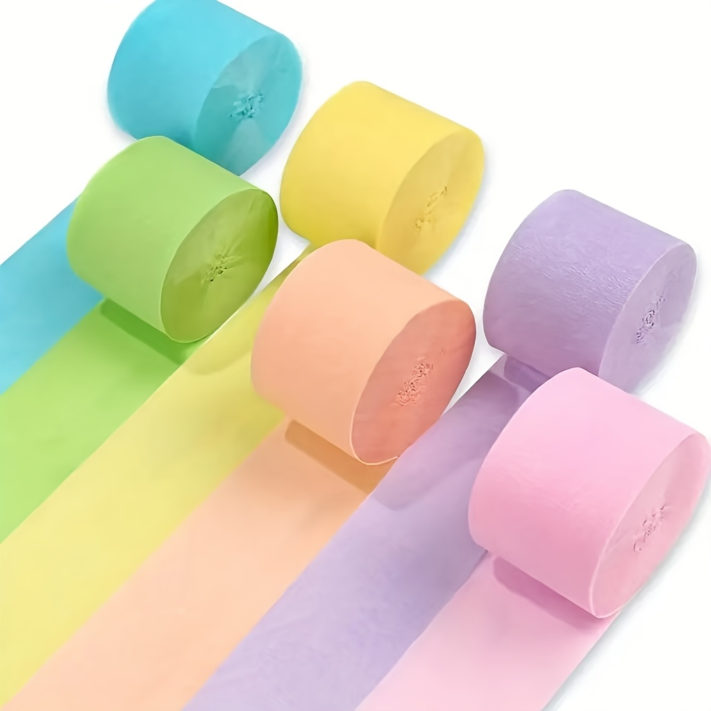 

6pcs Vibrant Pastel Paper Ribbon Rolls - 393.7" , For Elegant Birthday, Wedding & Party Decorations, Crafting & Celebrations, Ribbon For Flower Bouquet