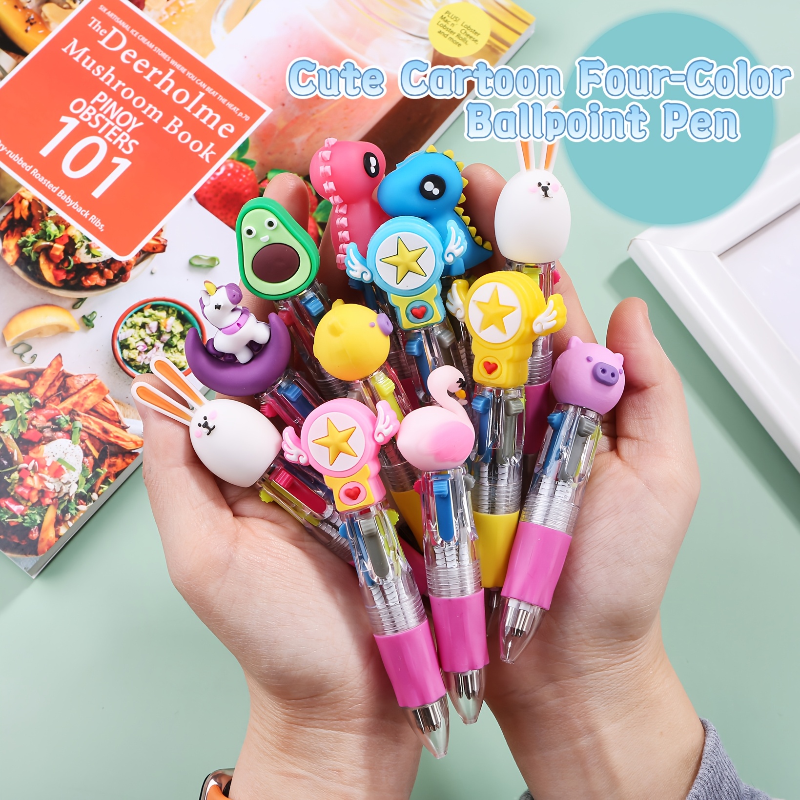 26pcs colorful pens in one 4 in 1 cute ballpoint pen birthday gift   design cute pens party gifts school   cute designs classroom reward prizes valentines day gifts Product details 0