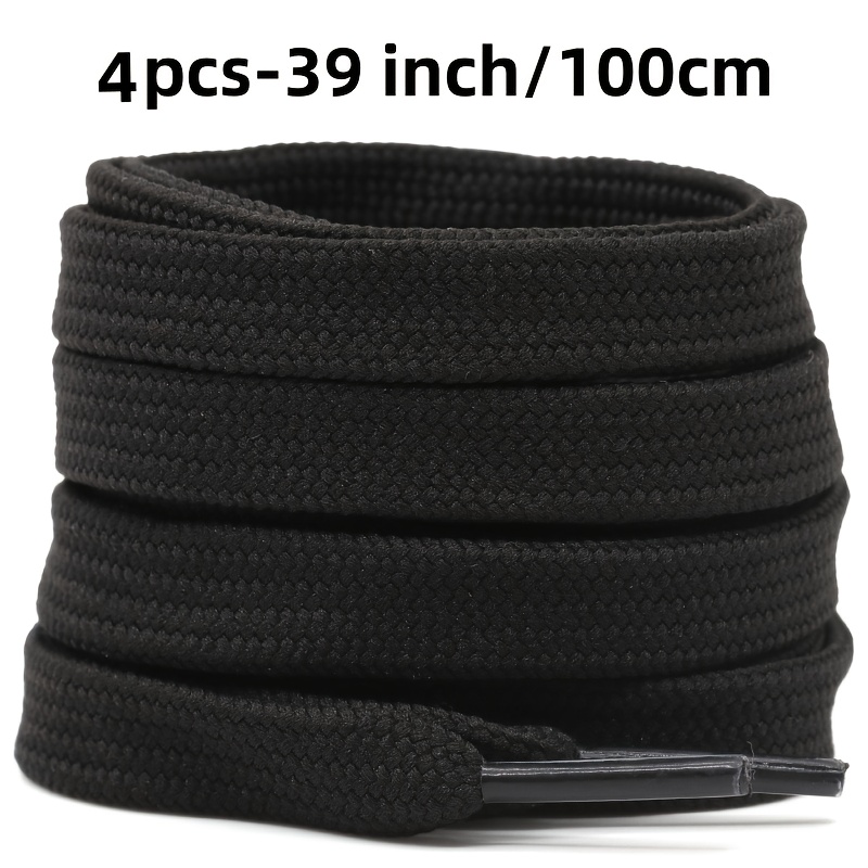 TEMU 4pcs Polyester Double Flat Sneaker Laces, Durable Shoe Laces For Sports, Running, Sneakers, And Boots, Spare Replacement Shoelaces, Black And